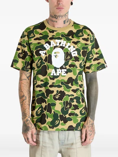 A Bathing Ape Camo-print T-shirt In Green