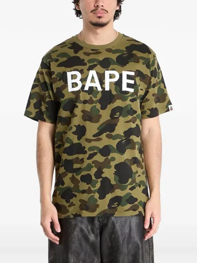 A Bathing Ape Camo Rhinestone T-shirt In Green