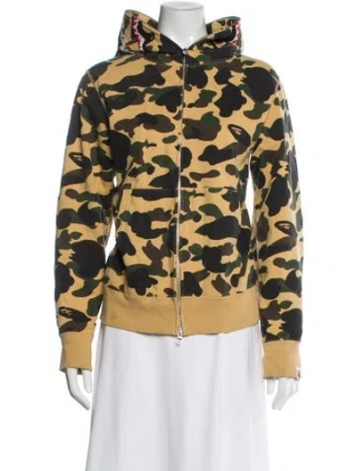 Pre-owned A Bathing Ape Camo Shark Camouflage Print Hoodie In Neutral