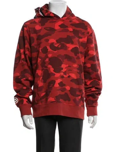Pre-owned A Bathing Ape Camo Shark Camouflage Print Hoodie In Red