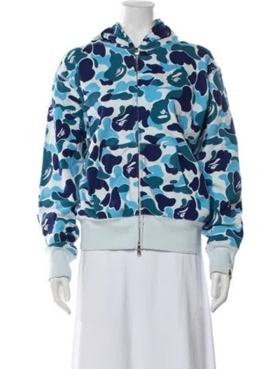 Pre-owned A Bathing Ape Camo Shark Full Zip Camouflage Print Hoodie In Blue