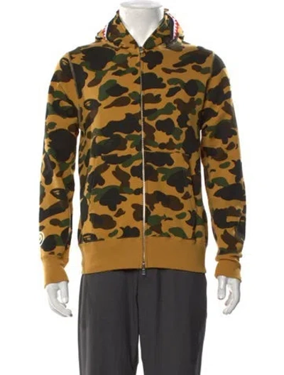 Pre-owned A Bathing Ape Camo Shark Full Zip Camouflage Print Hoodie In Neutral