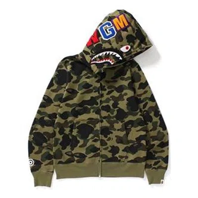 A Bathing Ape Camo Shark Full Zip Hoodie 'olive Green'