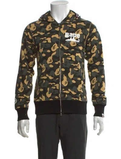 Pre-owned A Bathing Ape Camo Shark Full-zip 'madison Avenue' Camouflage Print Hoodie In Green/neutrals