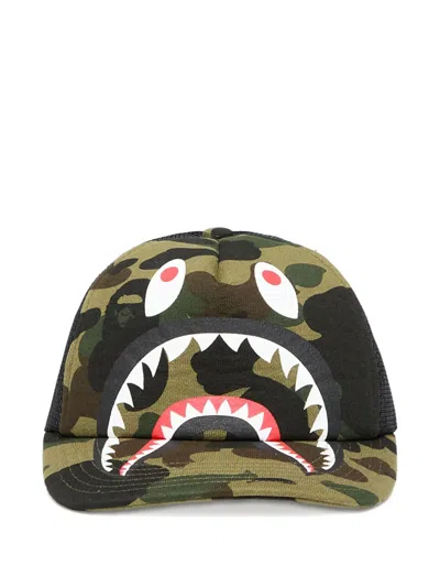 A Bathing Ape Camo Shark Mesh Cap In Neutral