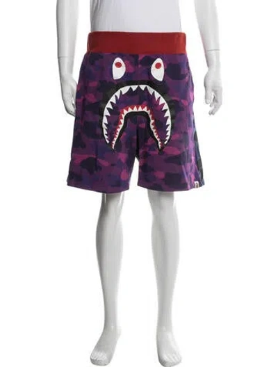 Pre-owned A Bathing Ape Camo Shark Shorts In Purple