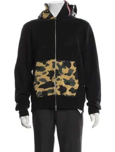 Pre-owned A Bathing Ape Camo Shark Zip Up Camouflage Print Hoodie In Black