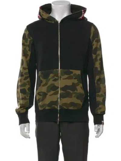 Pre-owned A Bathing Ape Camo Shark Zip Up Camouflage Print Hoodie In Green