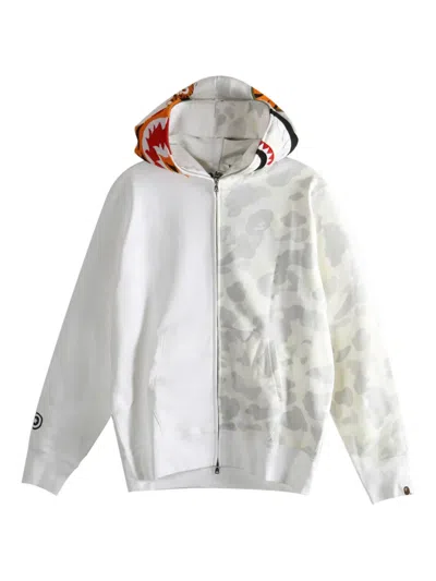 A Bathing Ape Camo Shark Zip-up Hoodie In White