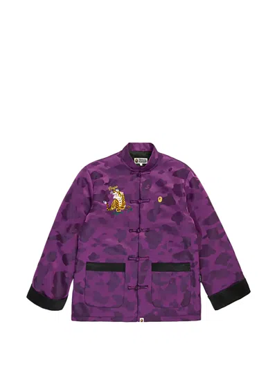 A Bathing Ape Camo Tiger Padded China Jacket In Purple