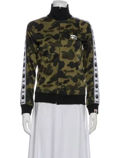 Pre-owned A Bathing Ape Camo Track Camouflage Print Bomber Jacket In Green