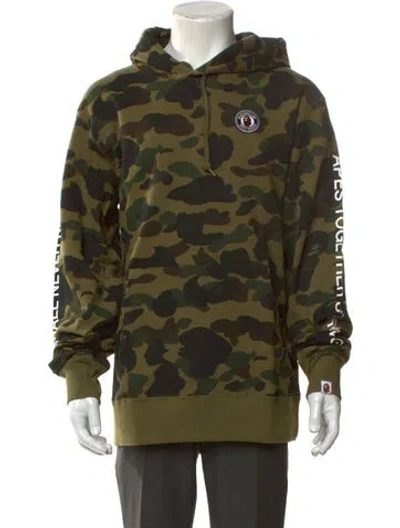 Pre-owned A Bathing Ape Camo Velcro Patch Camouflage Print Hoodie W/ Tags In Green