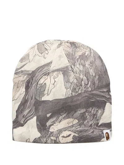 A Bathing Ape Camo-print Beanie In Gray