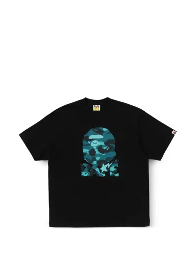 A Bathing Ape Camo-print Logo-print T-shirt In Black