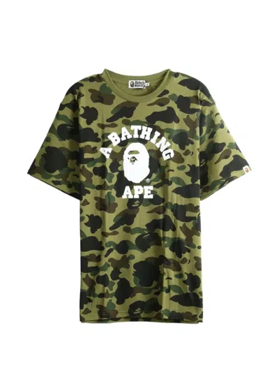 A Bathing Ape Camo-print Logo-print T-shirt In Green
