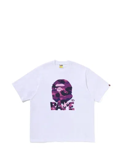 A Bathing Ape Camo-print Logo-print T-shirt In White