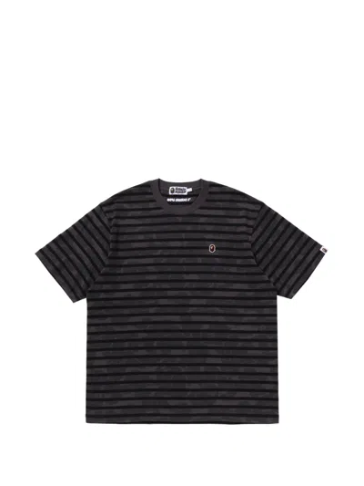 A Bathing Ape Camo-print Striped T-shirt In Black