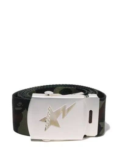 A Bathing Ape Camouflage Buckle Belt In Green