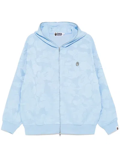 A Bathing Ape Camouflage-jacquard Zipped Hoodie In Blue