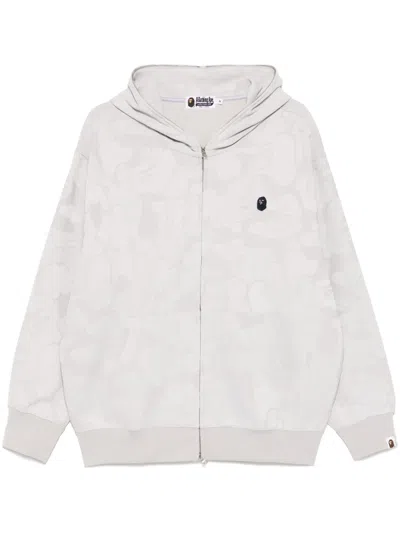 A Bathing Ape Camouflage-jacquard Zipped Hoodie In Grey