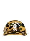 A Bathing Ape Camouflage Logo Baseball Cap In Yellow