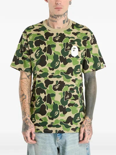 A Bathing Ape Camouflage Logo T-shirt In Green