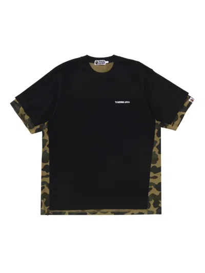 A Bathing Ape Camouflage-panelled T-shirt In Black