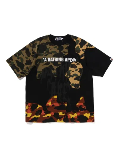 A Bathing Ape Camouflage-panels T-shirt In Black