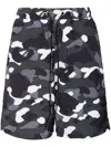 A Bathing Ape Camouflage-pattern Drawstring Shorts In Black