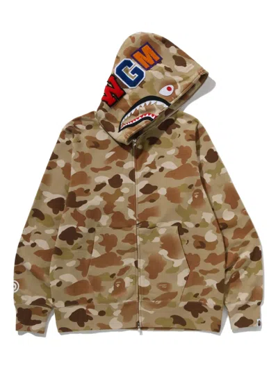 A Bathing Ape Camouflage-pattern Zip-fastening Hoodie In Brown
