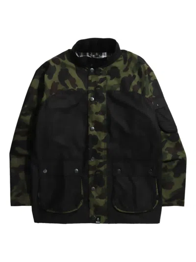A Bathing Ape Camouflage-patterned Buttoned Jacket In Green