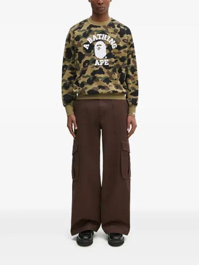 A Bathing Ape Camouflage-print Ape Head Sweatshirt In Green