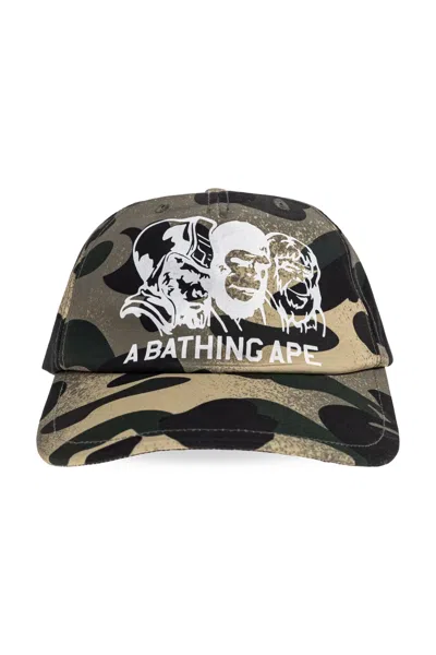 A Bathing Ape Camouflage-print Baseball Cap In Brown