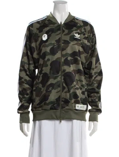 Pre-owned A Bathing Ape Camouflage Print Bomber Jacket In Green