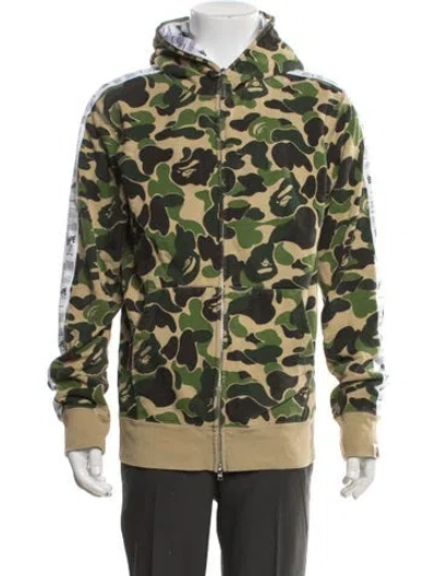 Pre-owned A Bathing Ape Camouflage Print Crew Neck Hoodie In Green