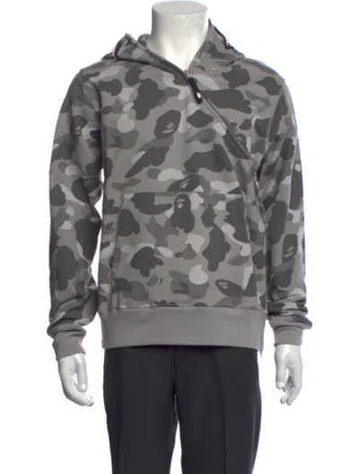 Pre-owned A Bathing Ape Camouflage Print Crew Neck Hoodie In Grey