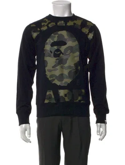 Pre-owned A Bathing Ape Camouflage Print Crew Neck Sweatshirt In Black