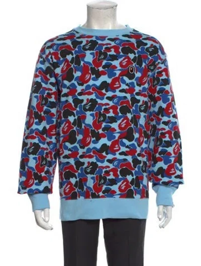 Pre-owned A Bathing Ape Camouflage Print Crew Neck Sweatshirt In Blue