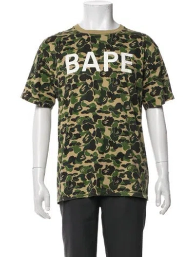 Pre-owned A Bathing Ape Camouflage Print Crew Neck T-shirt In Green