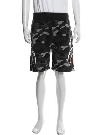 Pre-owned A Bathing Ape Camouflage Print Jogger Shorts In Black