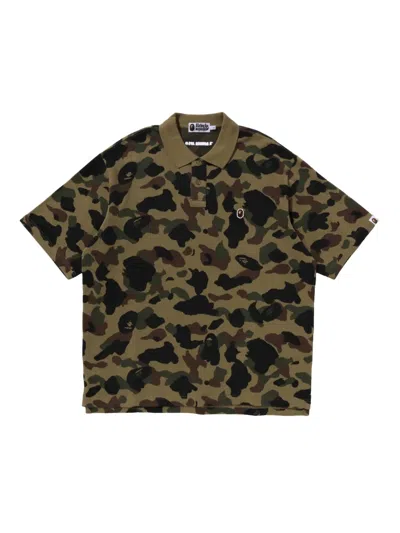 A Bathing Ape Camouflage-print Polo Shirt In Green