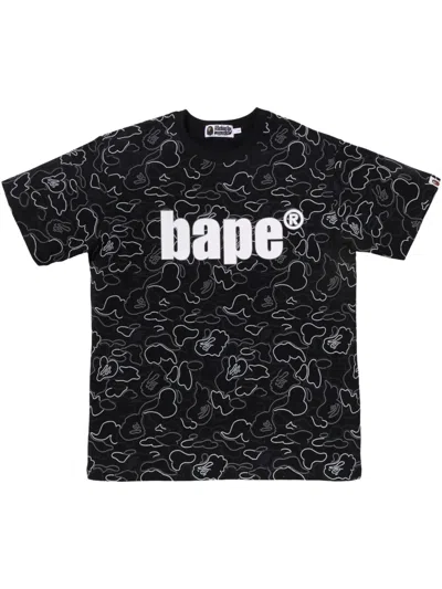 A Bathing Ape T-shirt Mit Camouflage-print In Schwarz