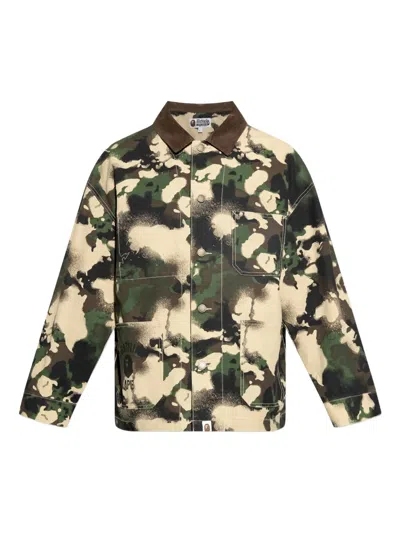 A Bathing Ape Camouflage-print Work Jacket In Green