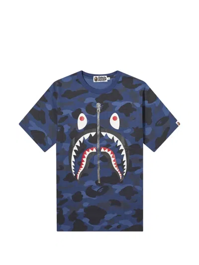 A Bathing Ape T-shirt Mit Camouflage-print In Blue