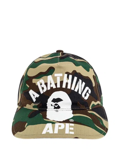 A Bathing Ape Camouflage-pattern Logo-print Baseball Cap In Multi