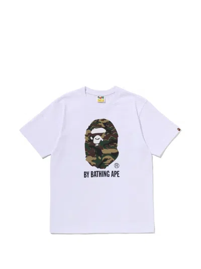 A Bathing Ape Camouflage-print Logo-print T-shirt In White