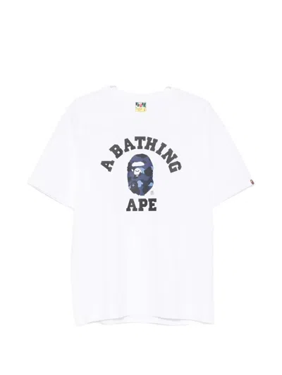 A Bathing Ape Camouflage-print Logo-print T-shirt In White
