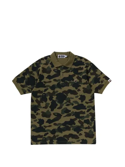 A Bathing Ape Camouflage-print Polo Shirt In Green