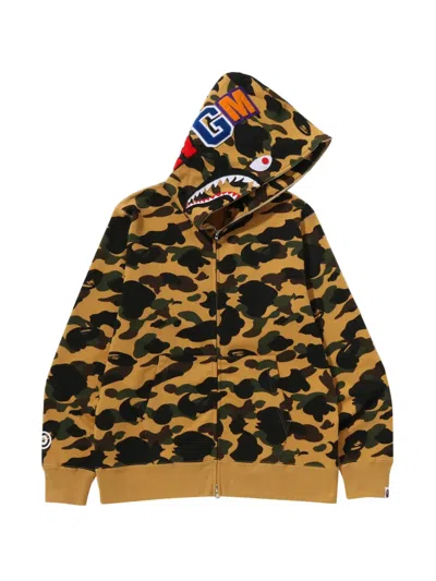 A Bathing Ape Camouflage-print Shark-motif Full-zip Hoodie In Multi