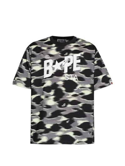 A Bathing Ape Camouflage-print Short-sleeve T-shirt In Black